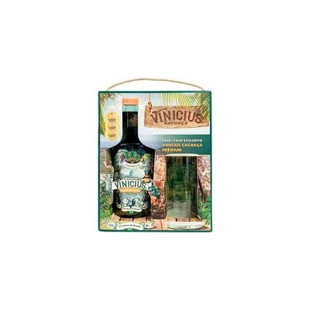 cachaza vinicius premium 70cl pack vaso