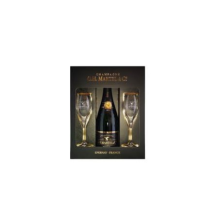 champagne martel prestige brut pack 2 copas 75cl