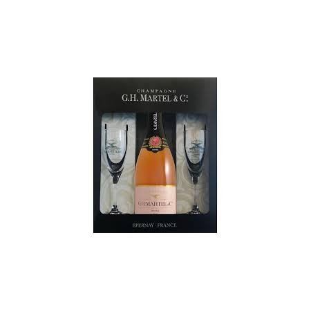 champagne martel rose brut pack 2 copas 75 cl